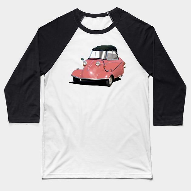 Messerschmitt bubble car in salmon Baseball T-Shirt by candcretro